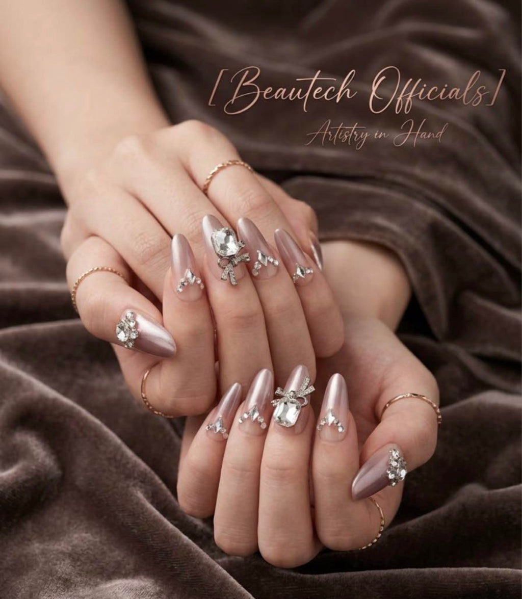 Nude Ombre with 3D Charm Nails