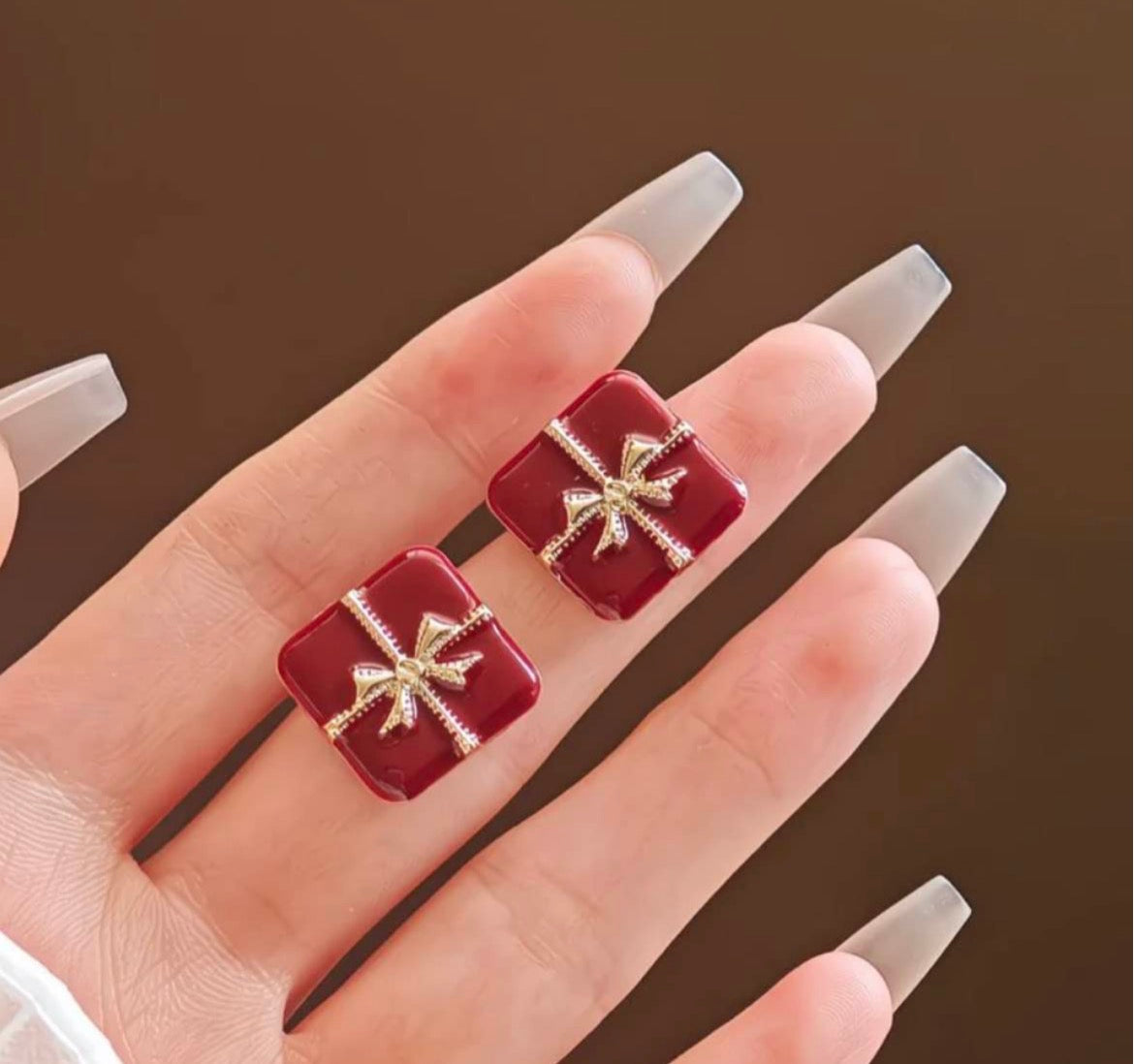 Festive Ribbon Box Earrings