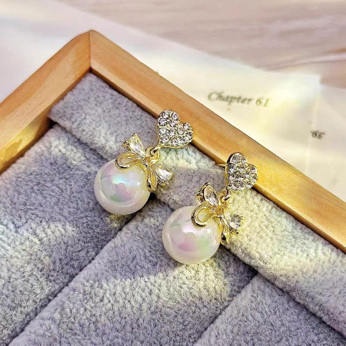 Royal Heart Pearl Drop Earrings
