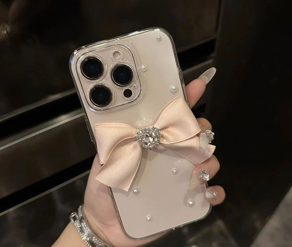 Pink Ribbon Bow Pearl Case