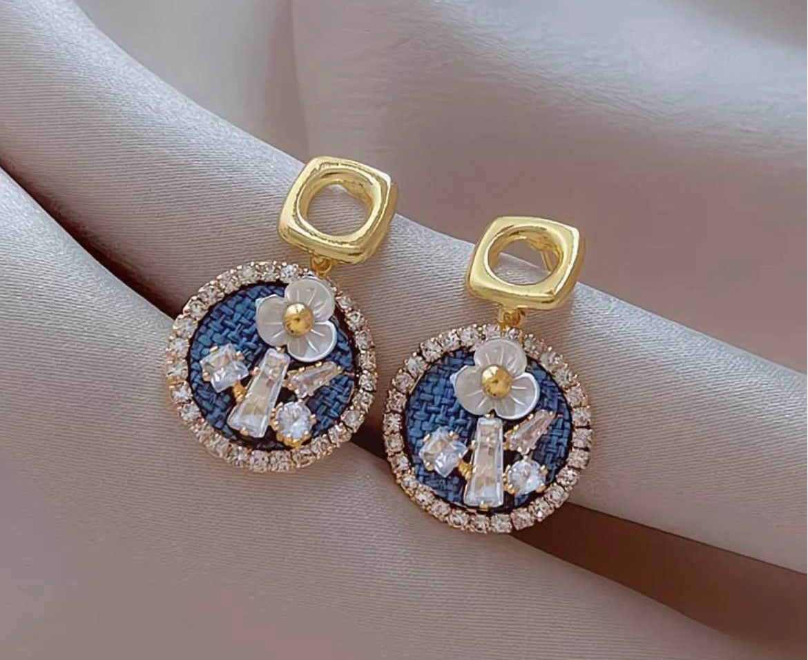 Blue Mosaic Petals Earrings