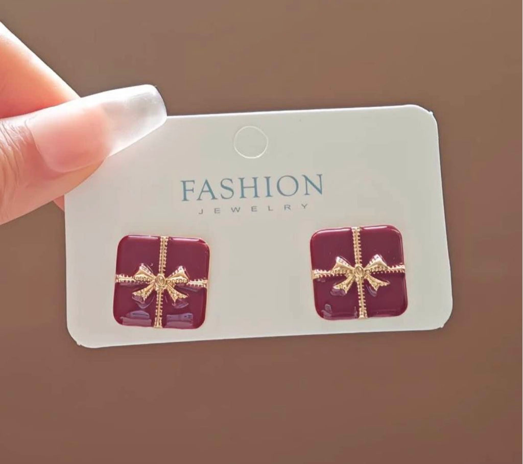 Festive Ribbon Box Earrings