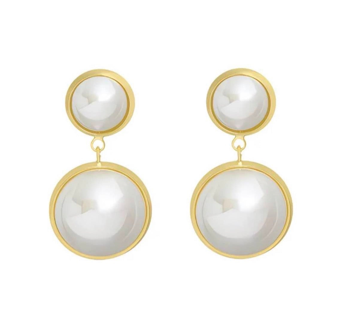 Celestial Double Pearl Drops Earrings