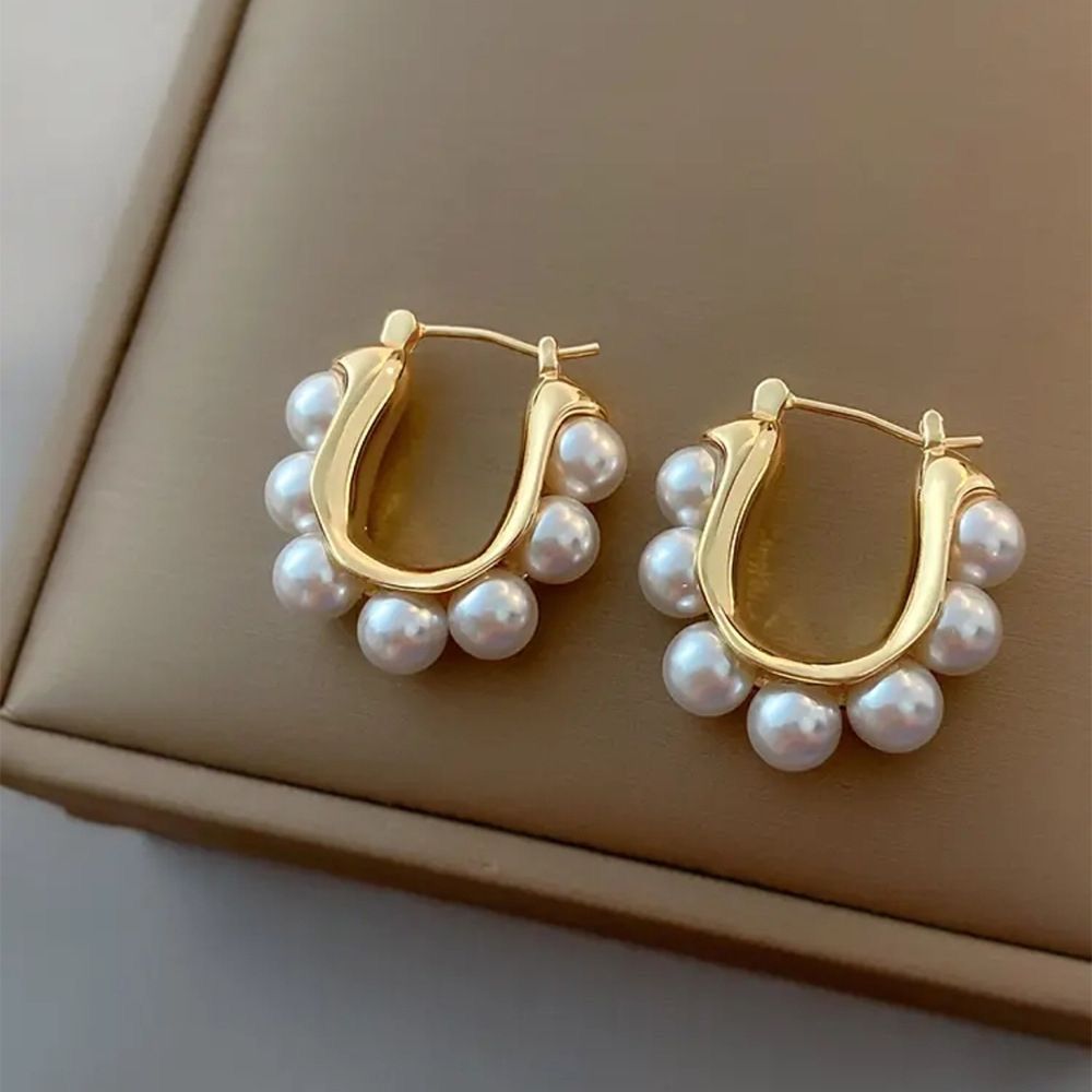 Pearl Halo Hoop Earrings