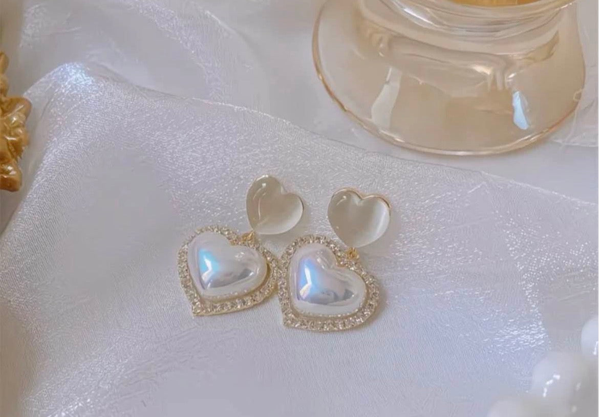Crystal Halo Heart Earrings