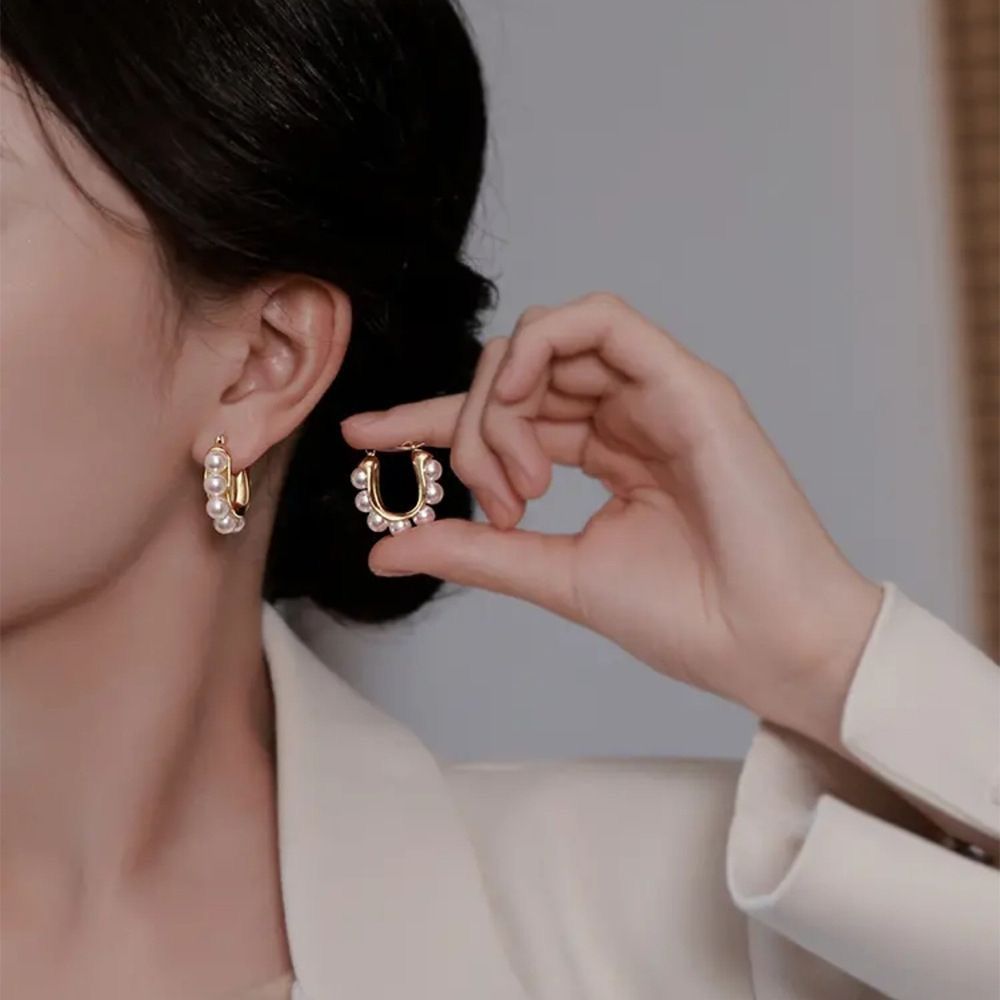 Pearl Halo Hoop Earrings