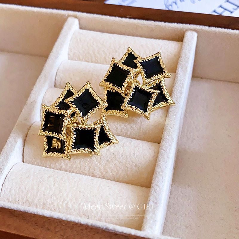 Midnight Luxe Geometric Stud Earrings