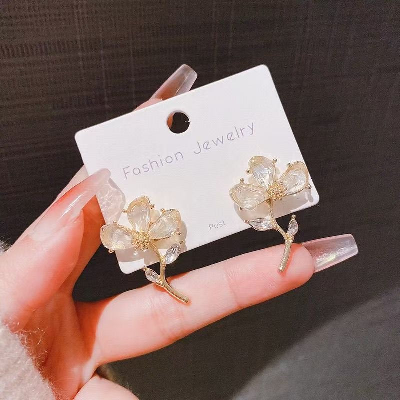 Crystal Bloom Floral Earrings