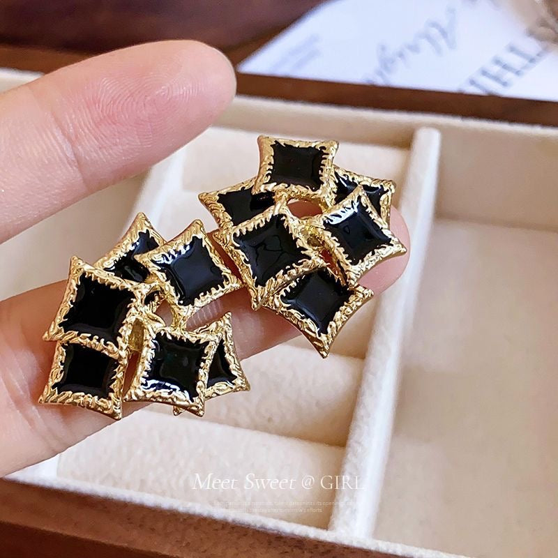 Midnight Luxe Geometric Stud Earrings