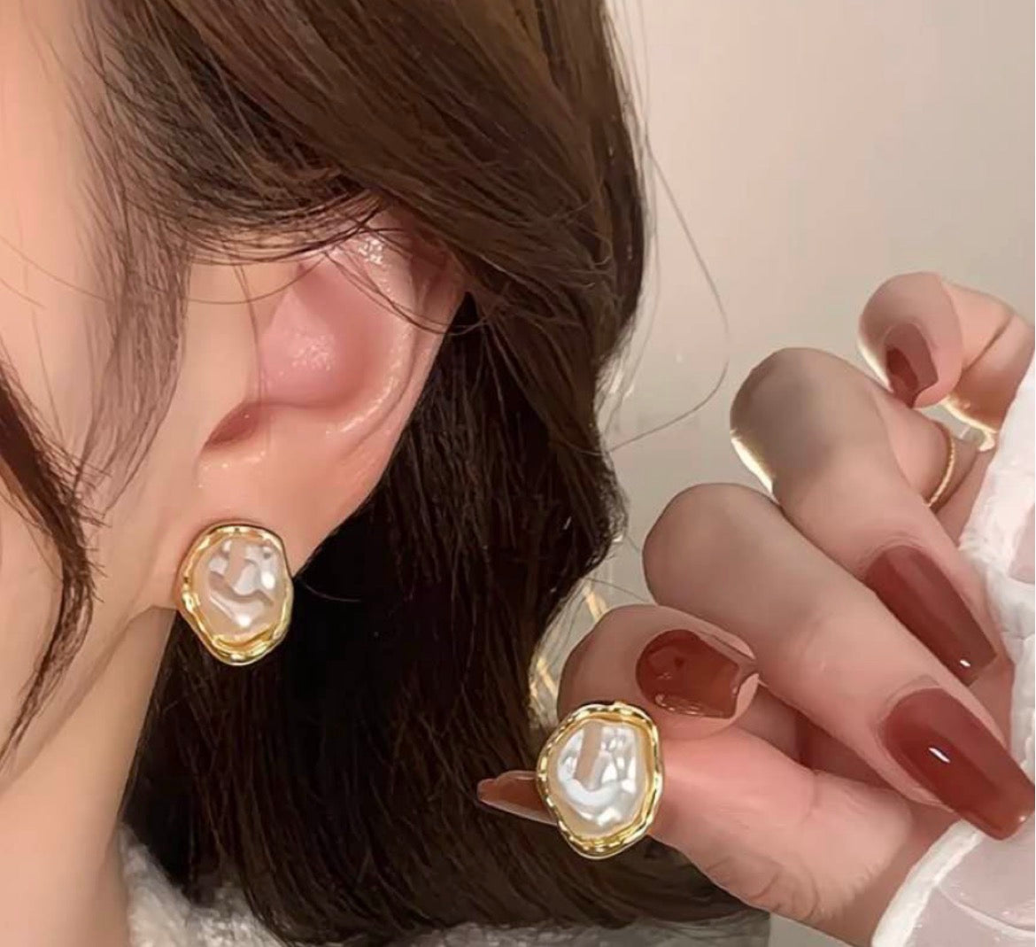 Golden Glaze Pearl Earrings