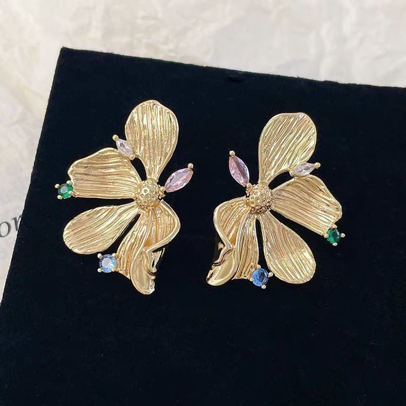 Golden Blossom Butterfly Earrings