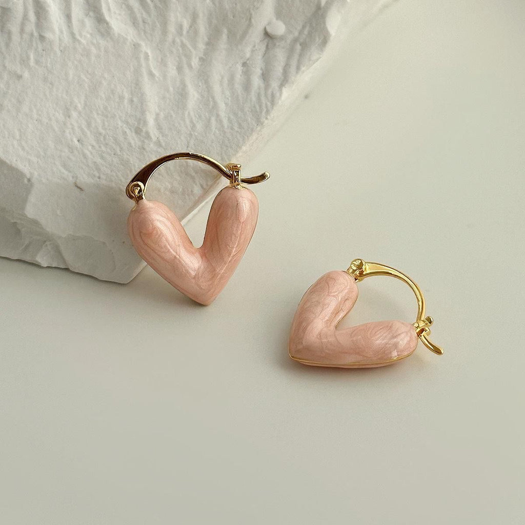 Blush Heart Hoop Earrings