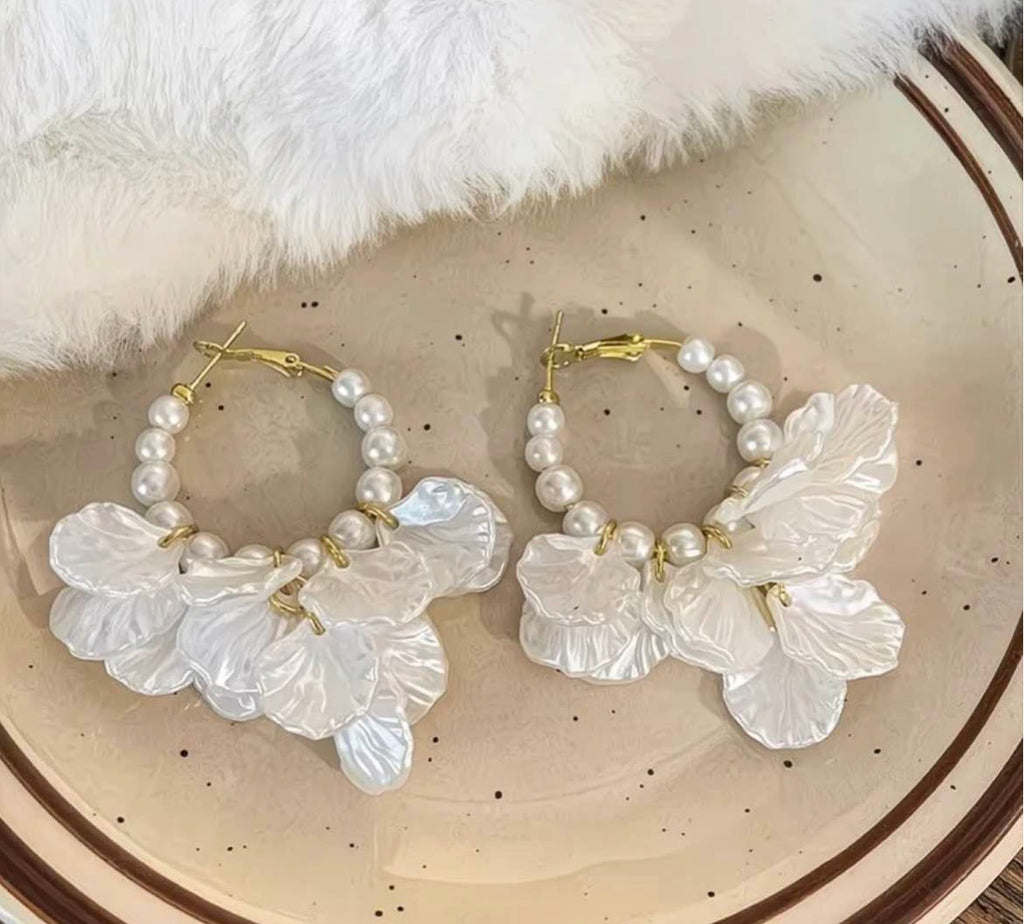 Floral Pearl Petal Earrings