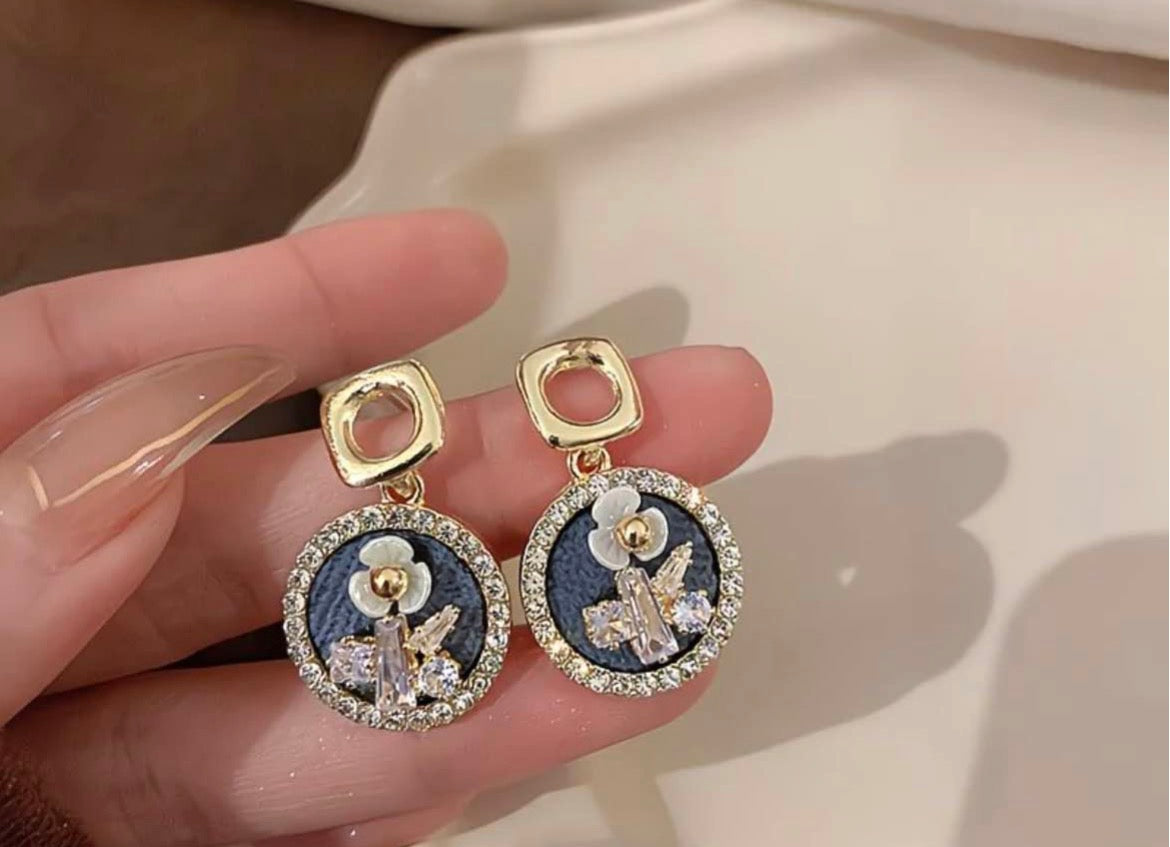 Blue Mosaic Petals Earrings