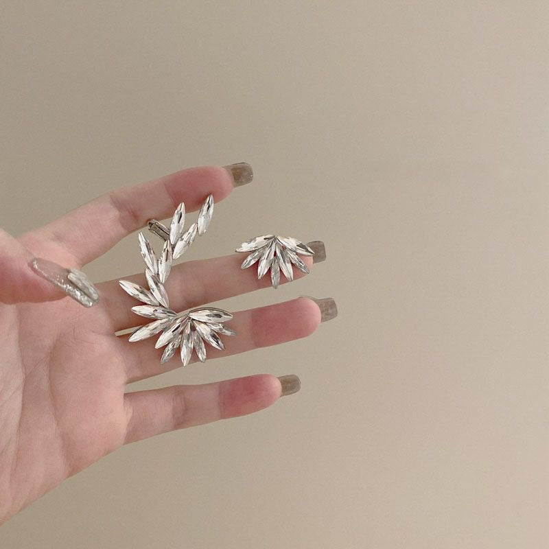 Crystal Wings Asymmetrical Earrings
