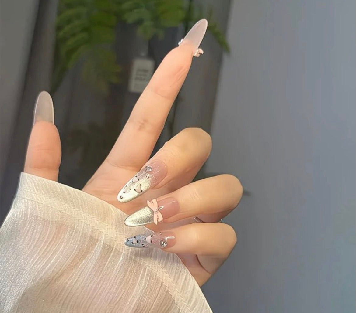 Blue Bow Dream Nails