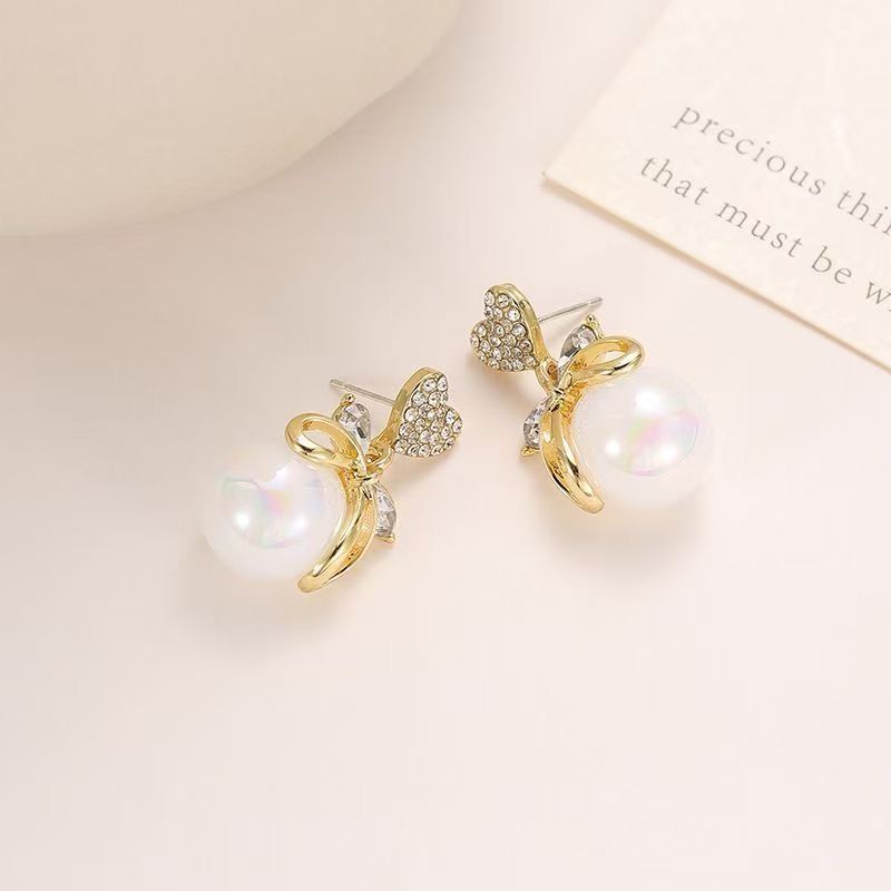 Royal Heart Pearl Drop Earrings