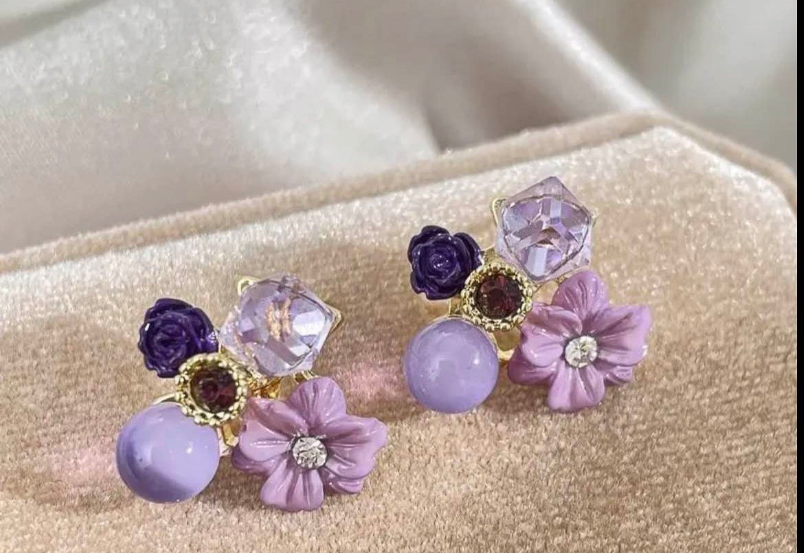 Violet Velvet & Crystal Earrings