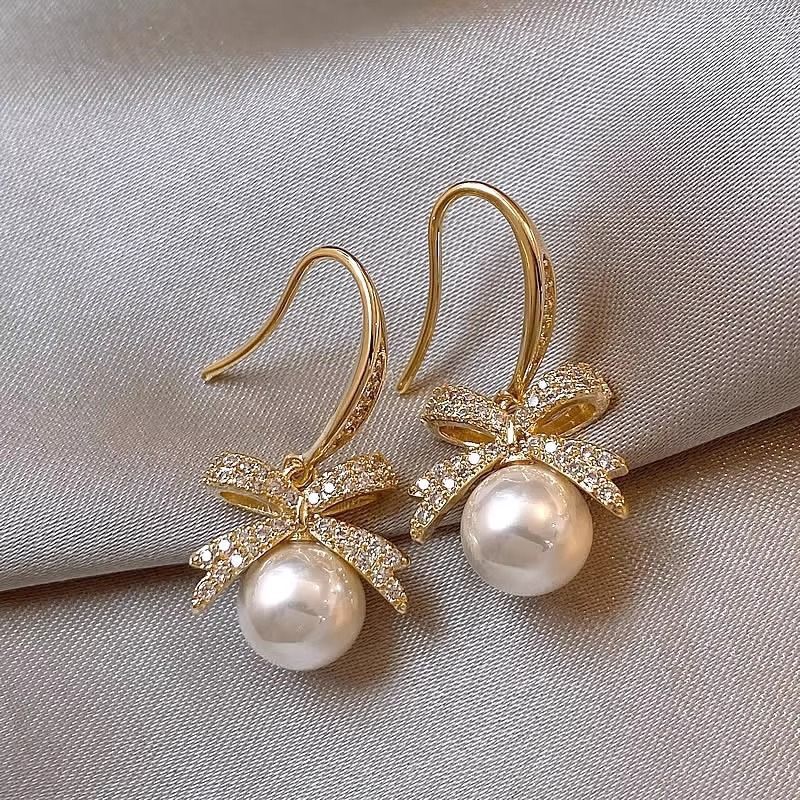 Pearl Bow Luxe Earrings