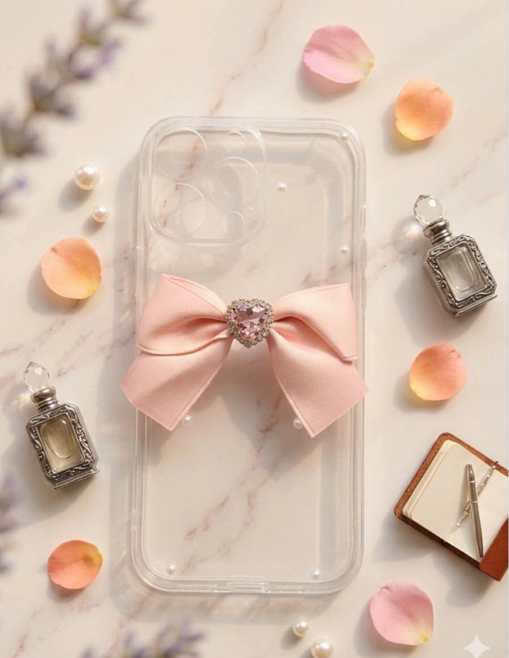 Pink Ribbon Bow Pearl Case