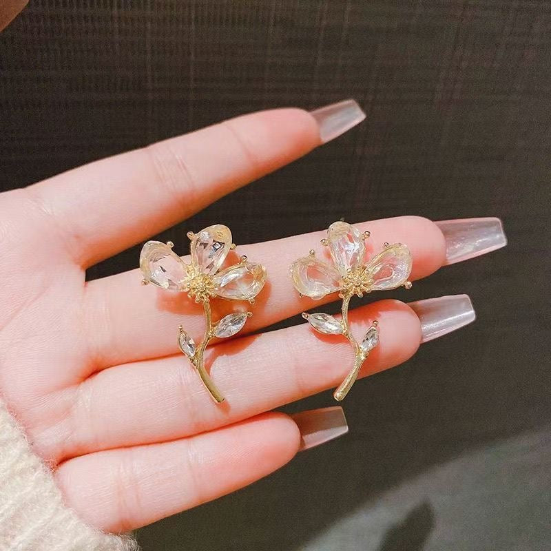 Crystal Bloom Floral Earrings