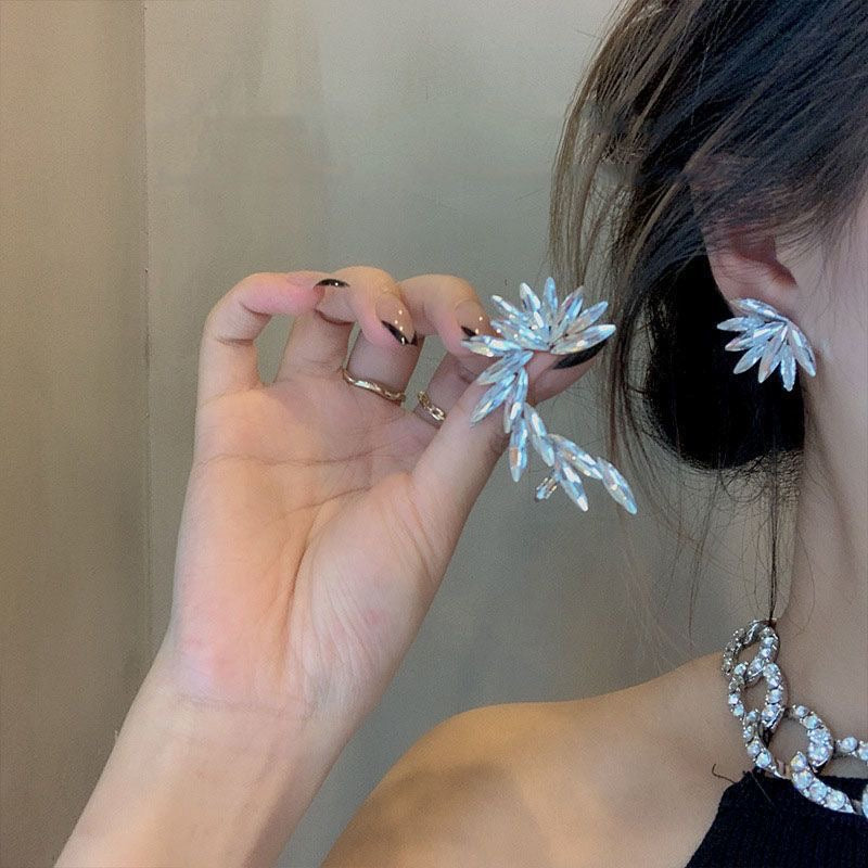 Crystal Wings Asymmetrical Earrings