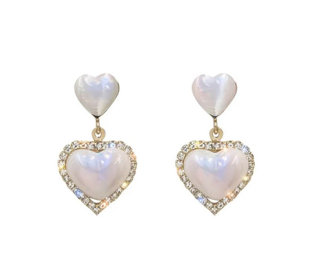 Crystal Halo Heart Earrings