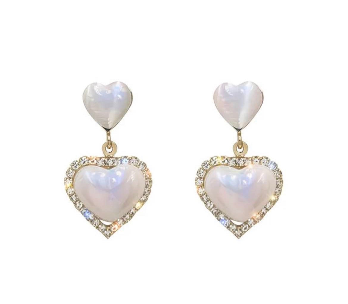 Crystal Halo Heart Earrings