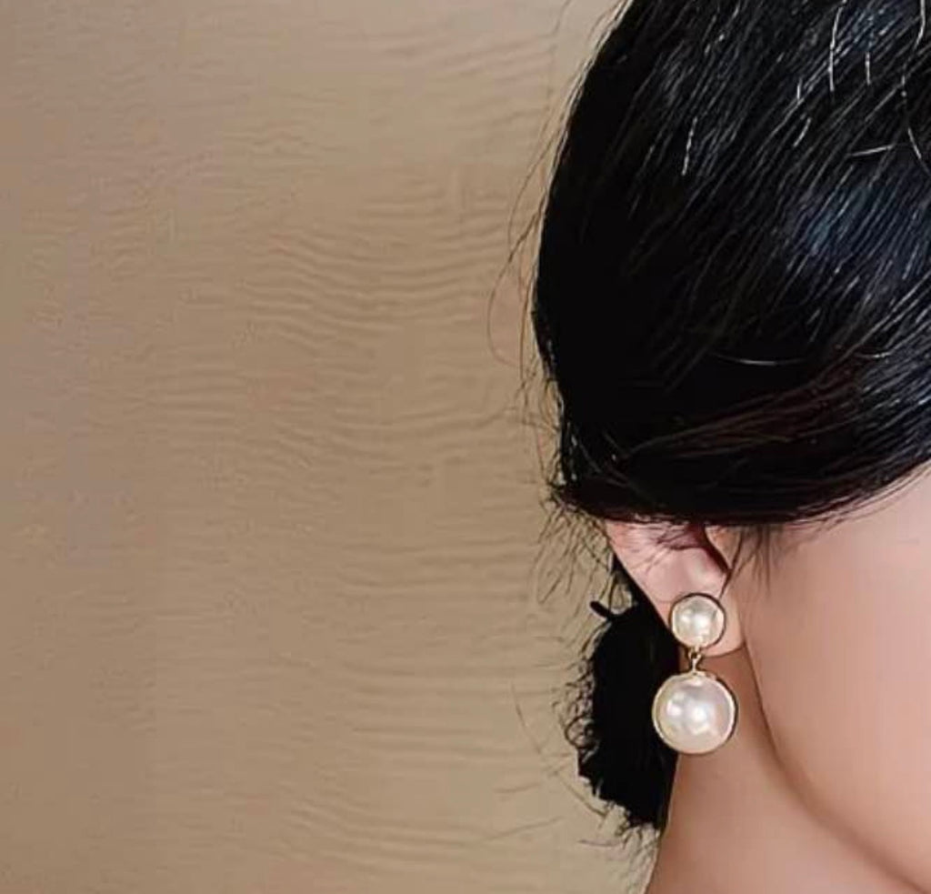 Celestial Double Pearl Drops Earrings