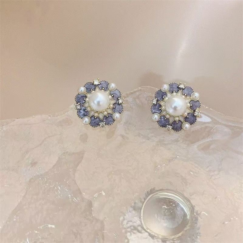 Lavender Pearl Bloom Earrings