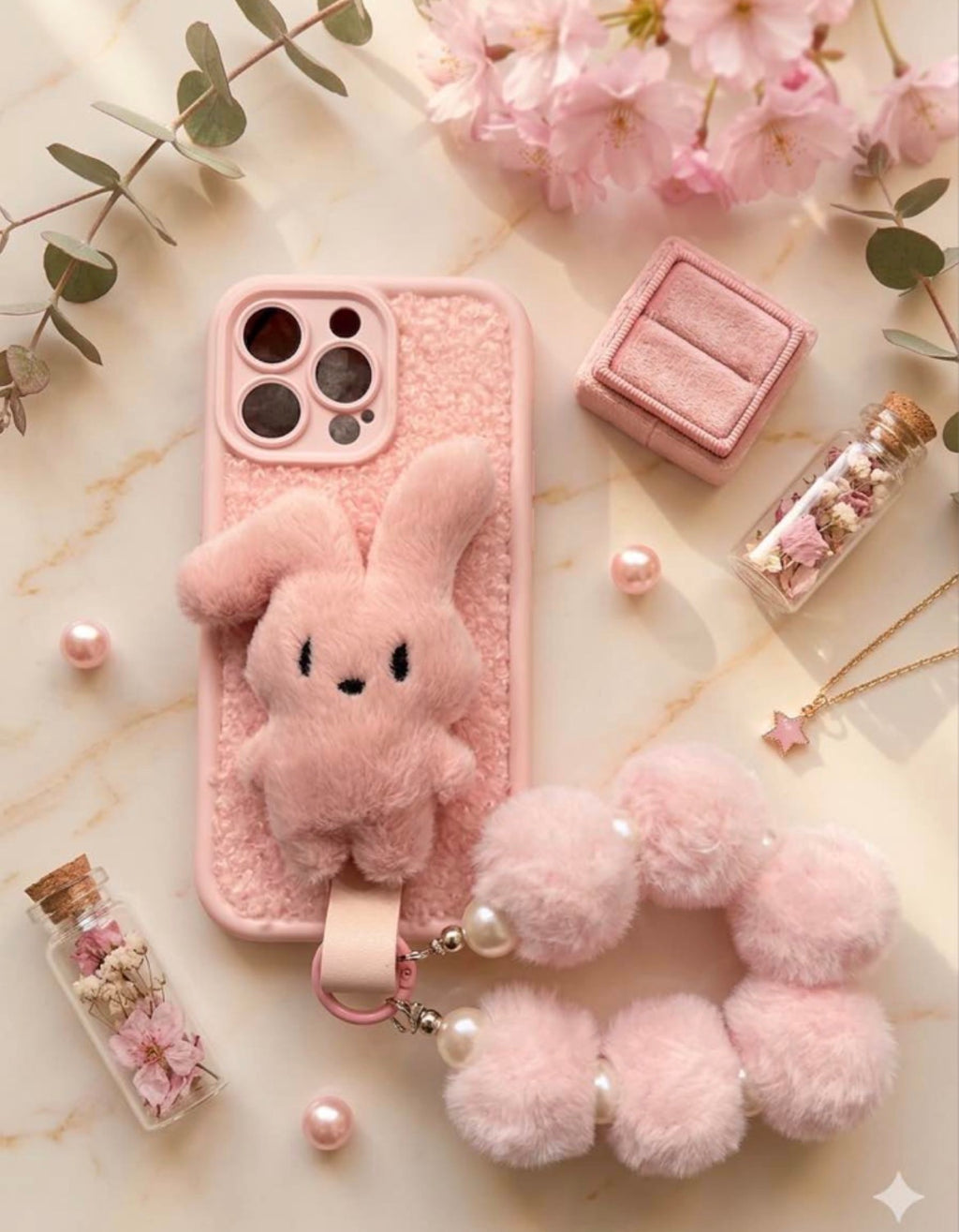 3D Plush Bunny Sherpa Case