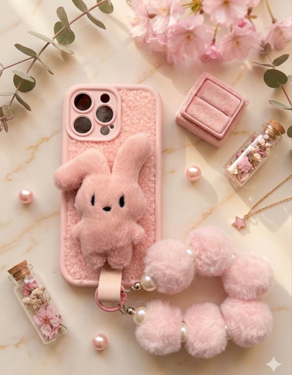 3D Plush Bunny Sherpa Case