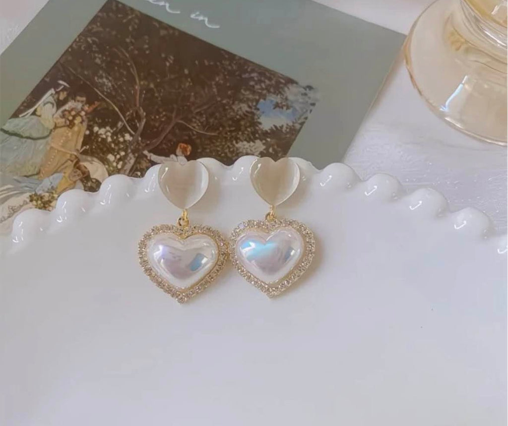 Crystal Halo Heart Earrings