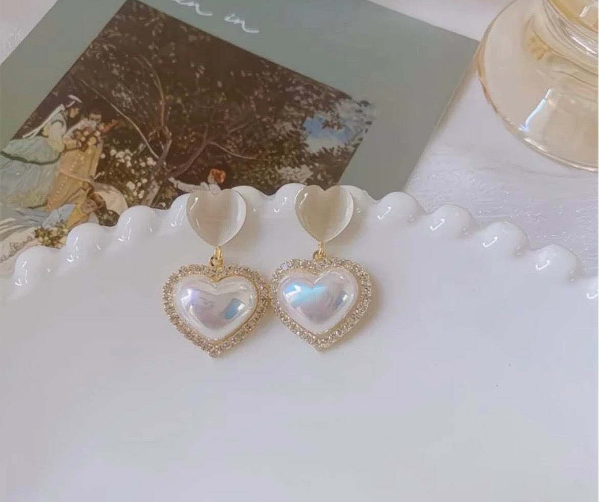 Crystal Halo Heart Earrings