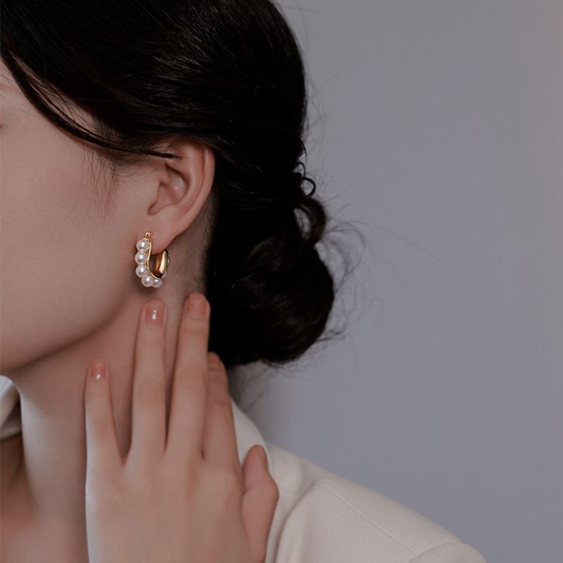 Pearl Halo Hoop Earrings
