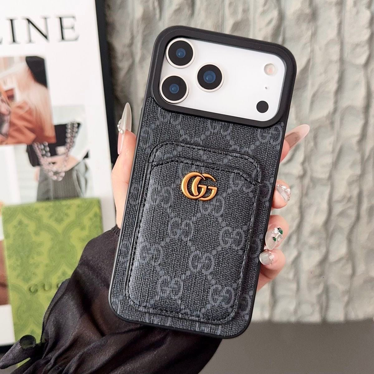 Luxury GUCCI Pocket Leather Phone Case
