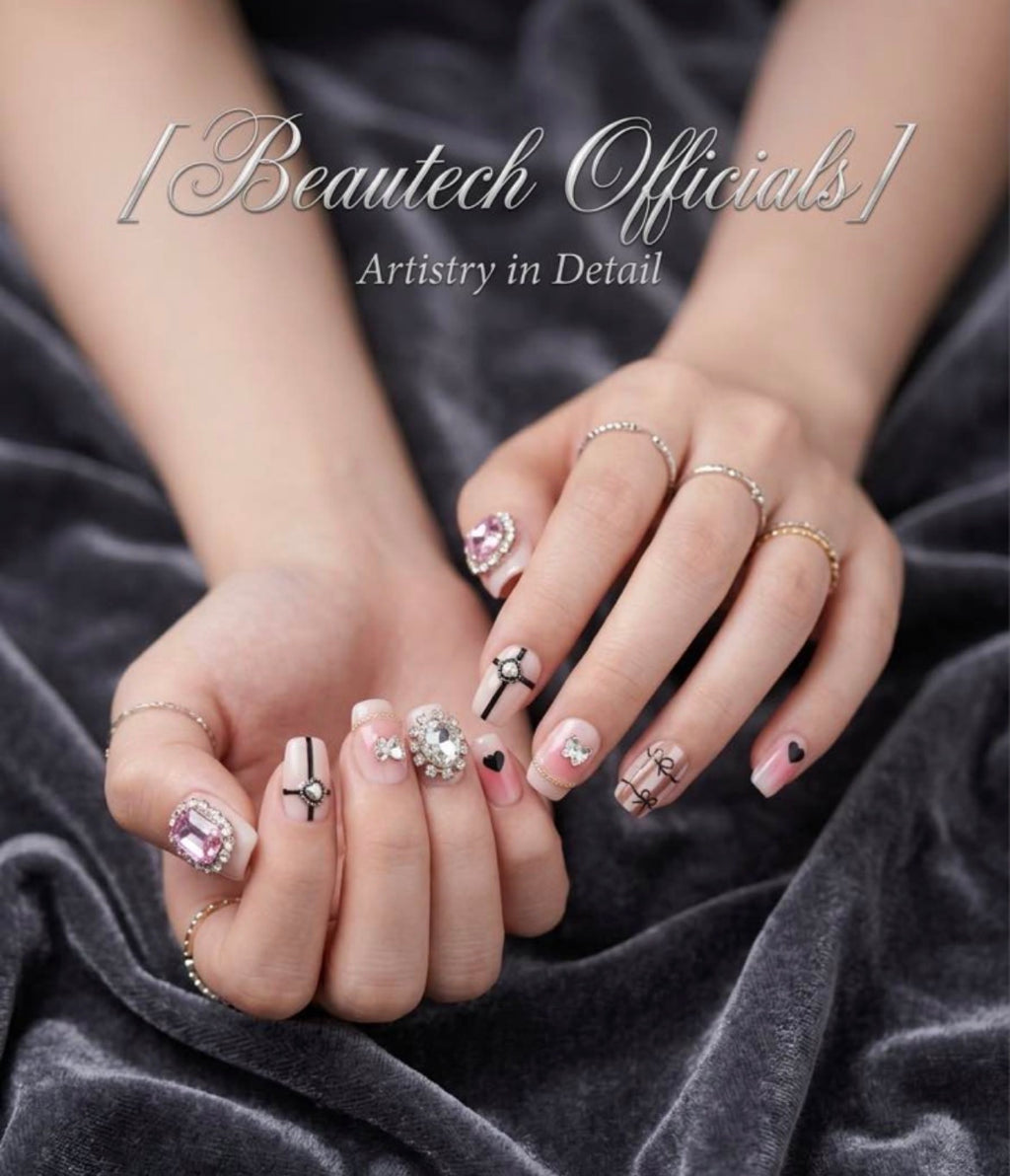 Pink Heart & Bow Nails
