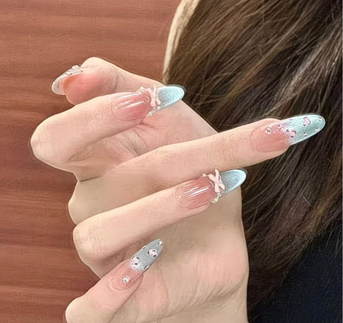 Blue Bow Dream Nails