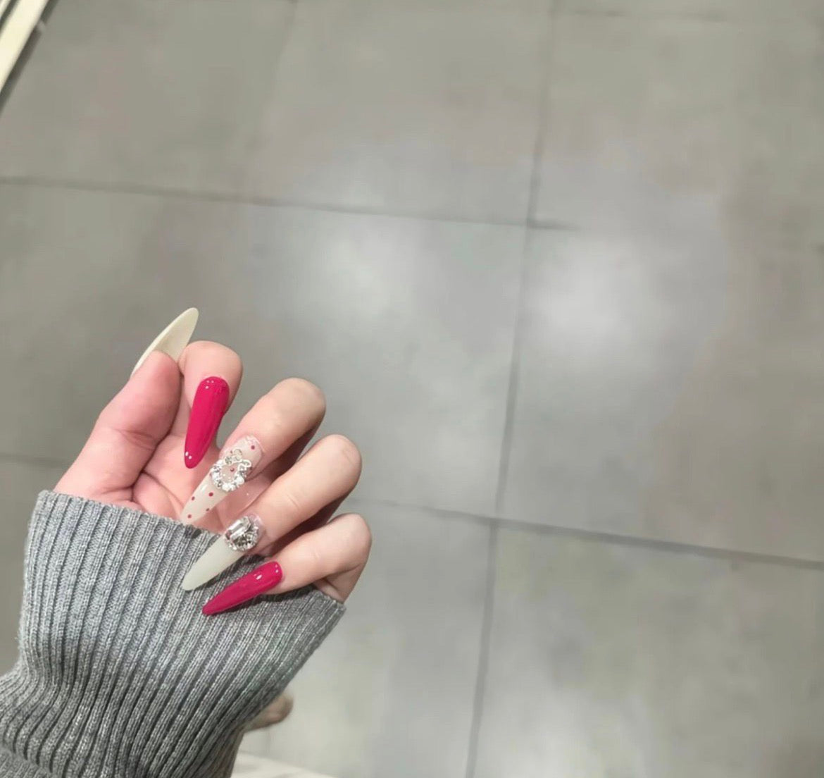 Magenta Glam Nails
