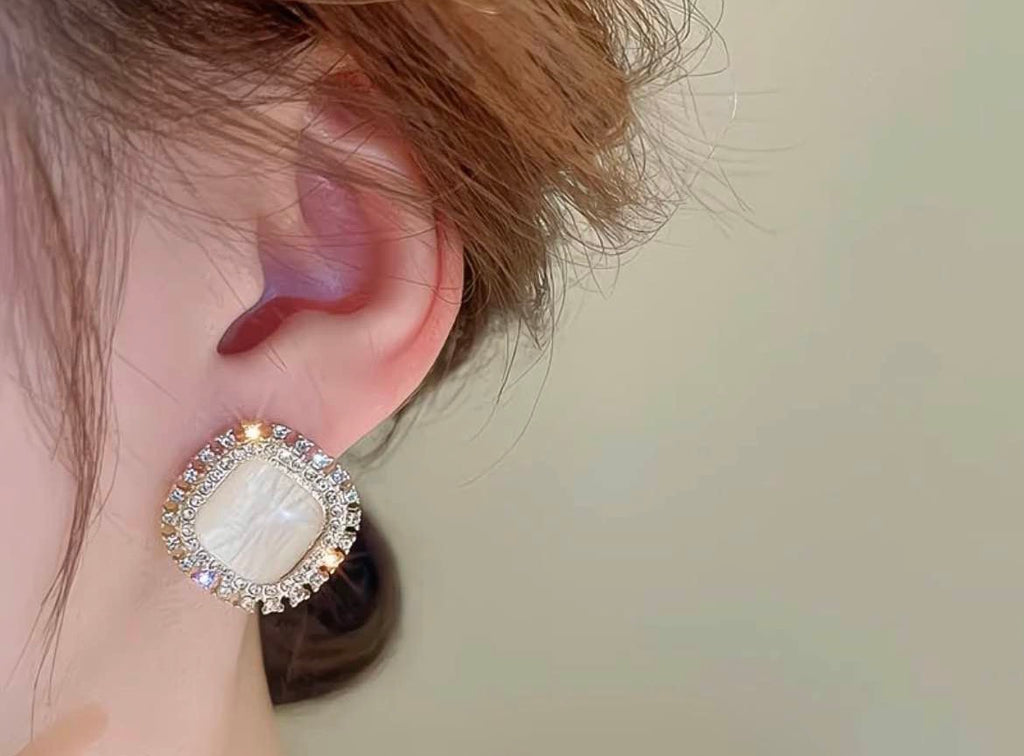 Radiant Square Moonstone Earrings