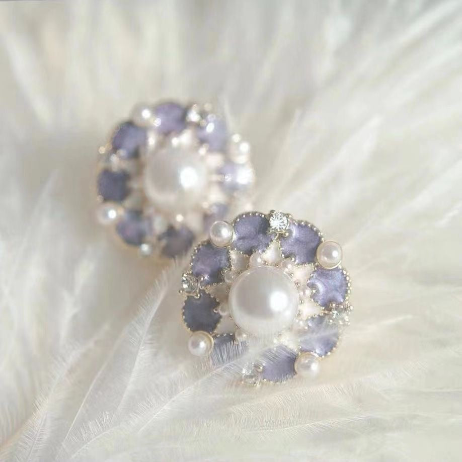 Lavender Pearl Bloom Earrings