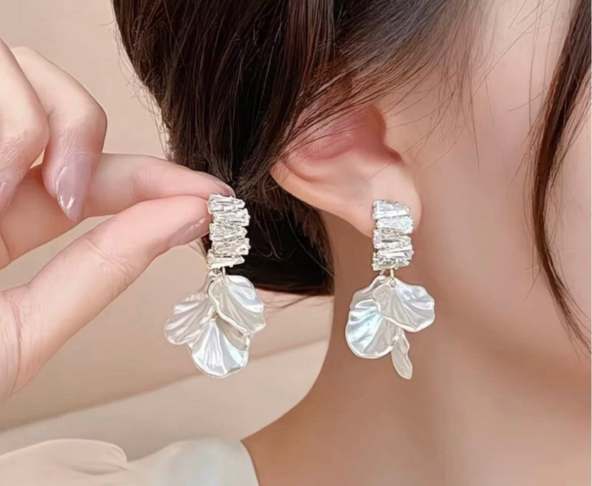 Silver Seraphina Petal Earrings