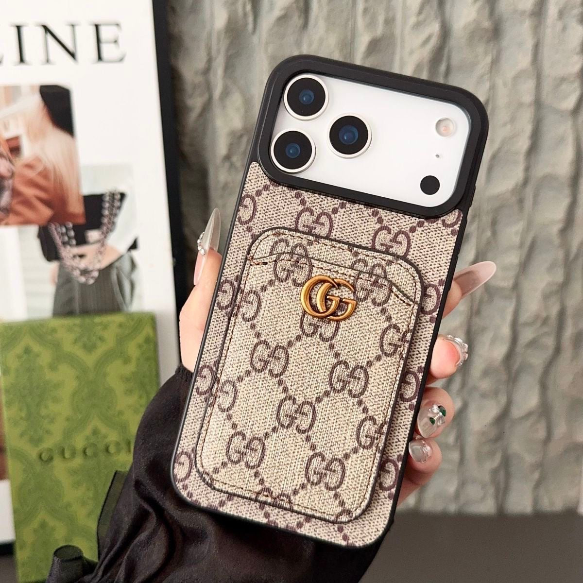 Luxury GUCCI Pocket Leather Phone Case