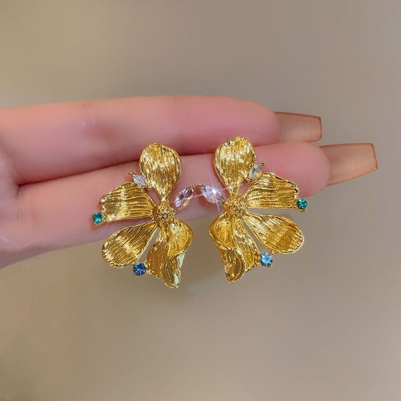 Golden Blossom Butterfly Earrings