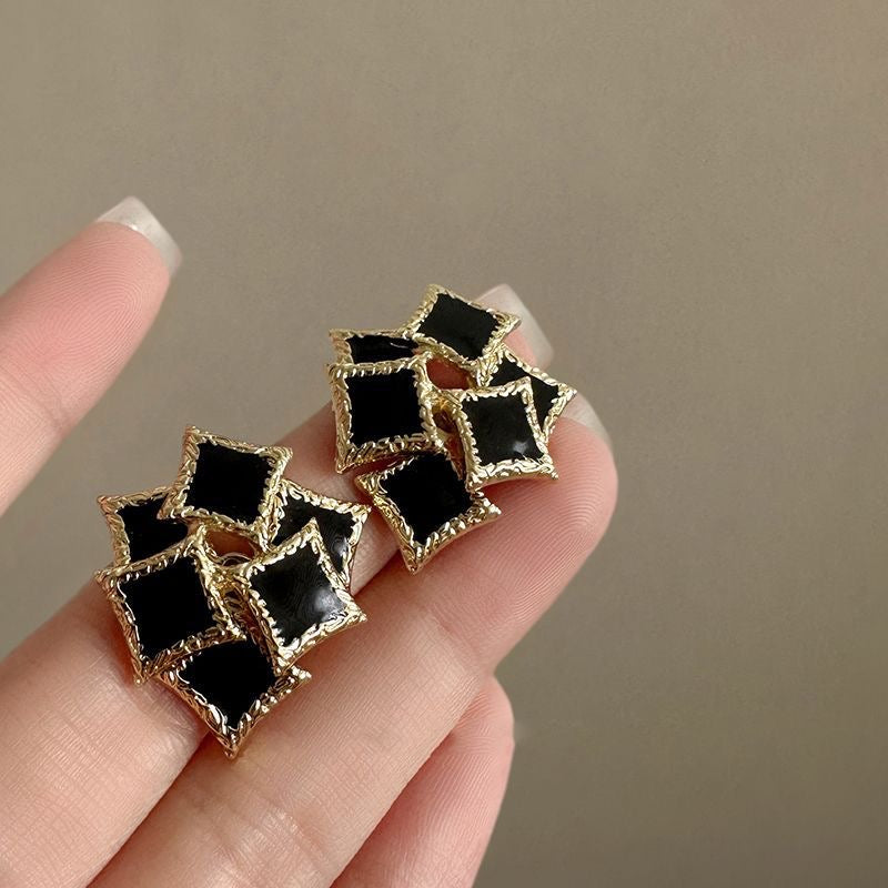 Midnight Luxe Geometric Stud Earrings