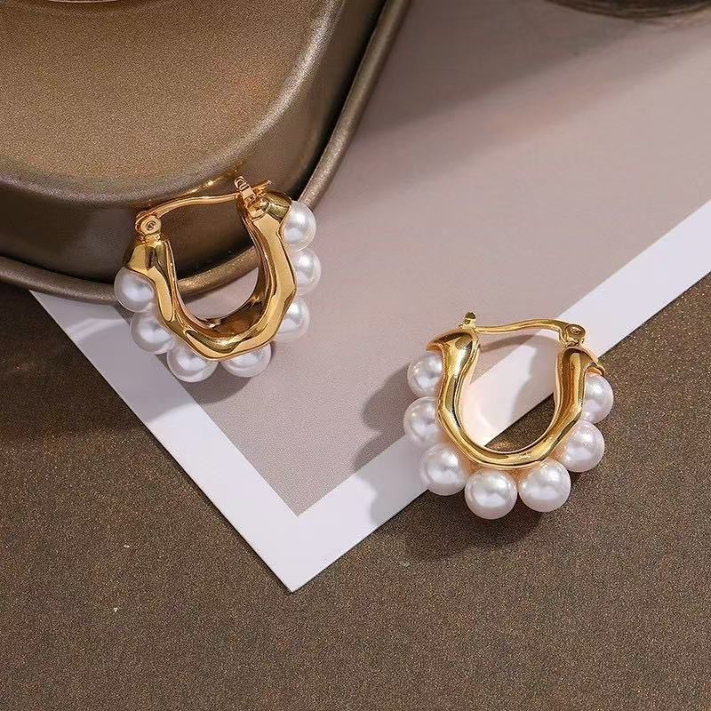 Pearl Halo Hoop Earrings