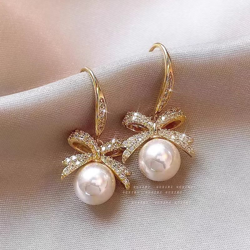 Pearl Bow Luxe Earrings