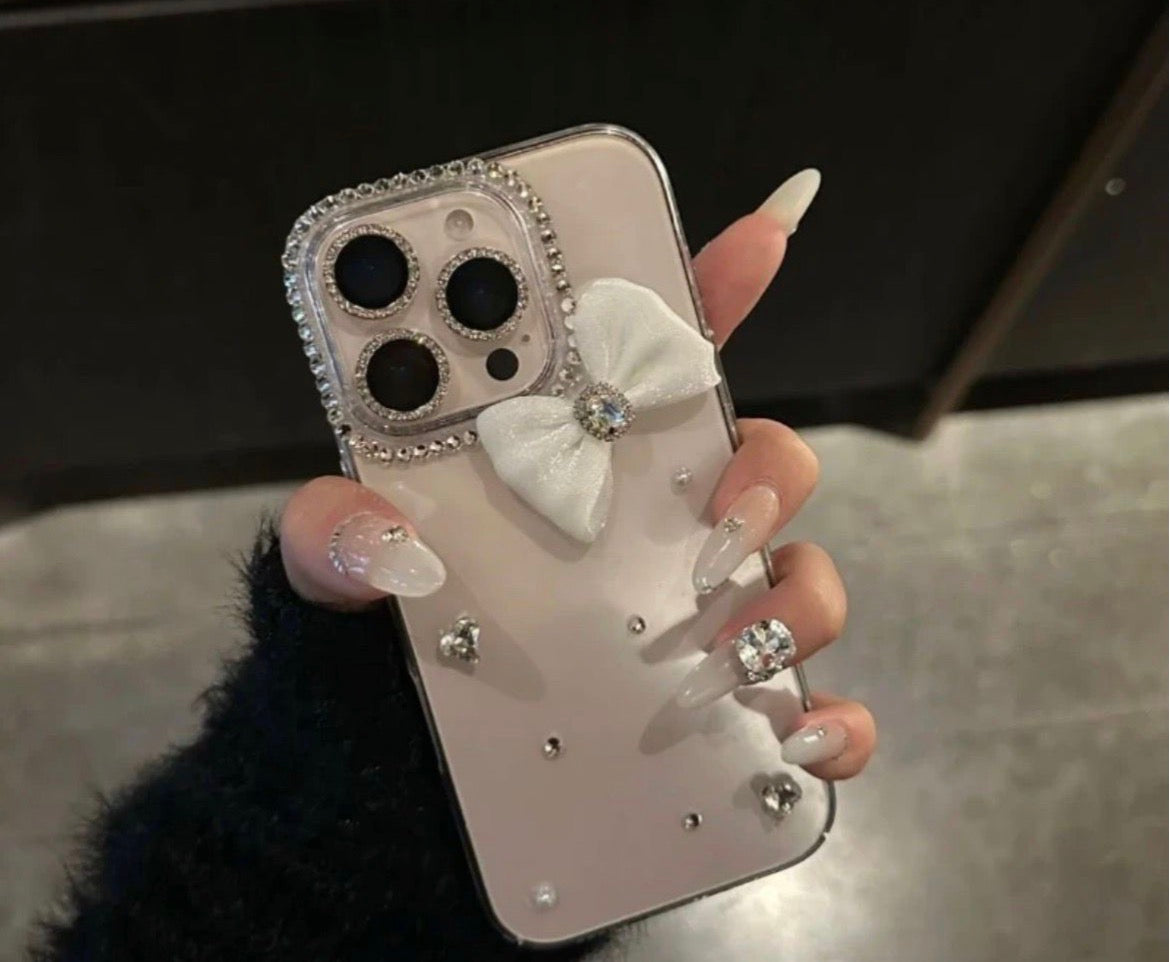 Crystal Bow Pearl Ribbon Case