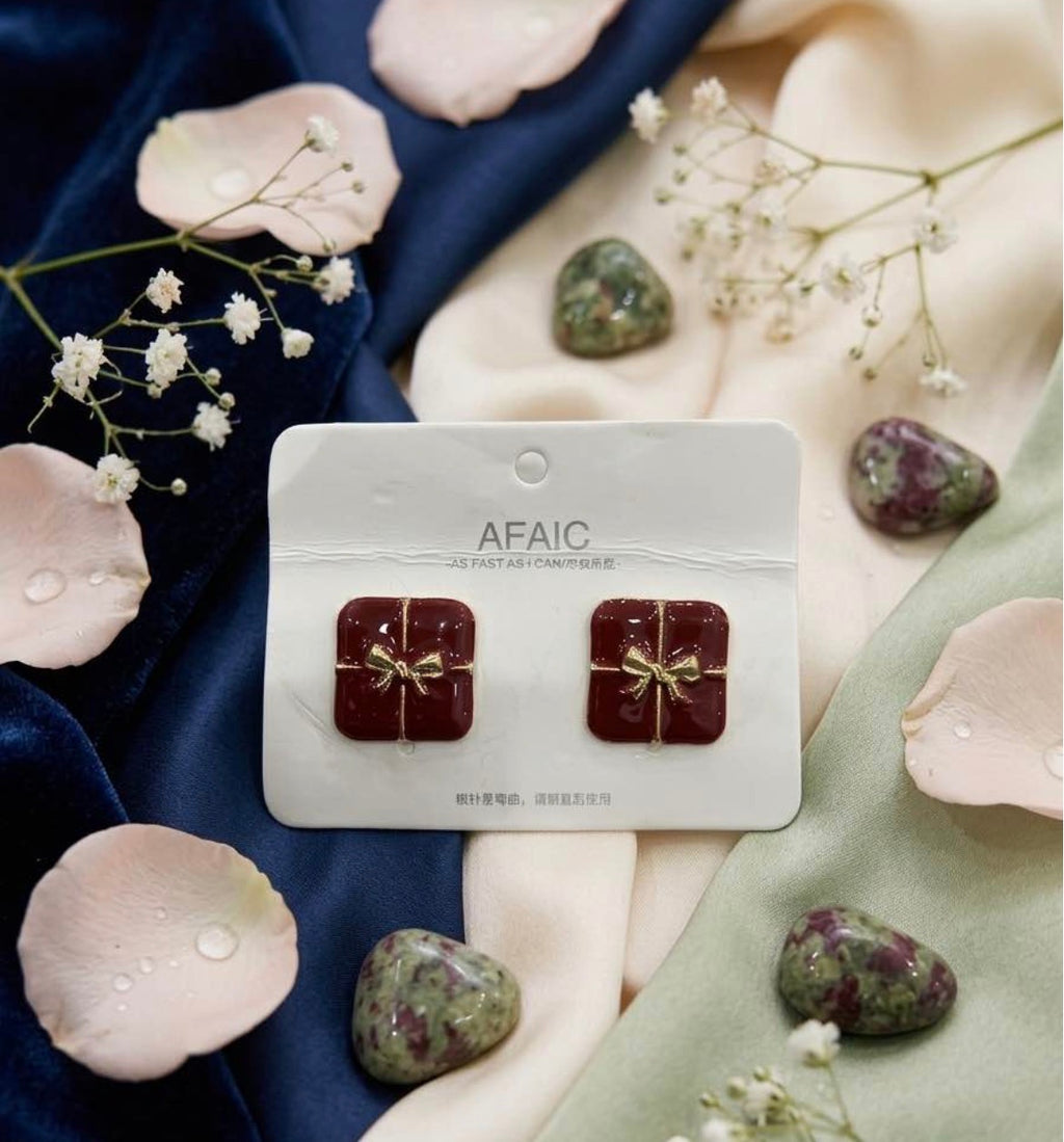 Festive Ribbon Box Earrings