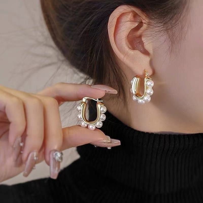 Pearl Halo Hoop Earrings